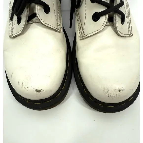 dr martens boots women’s 7 White Bouncing Soles Lace Up Combat Leather Classic - Picture 6 of 8